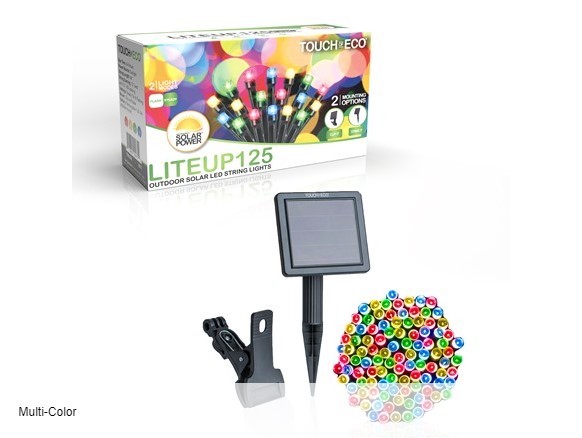 СВЕТОДИОДНЫЕ ГИРЛЯНДЫ TOUCHOFECO 125 НА СОЛНЕЧНЫХ БАТАРЕЯХ, 68 ФУТОВ - МНОГОЦВЕТНЫЕ