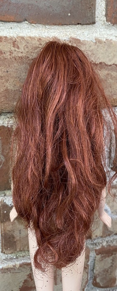 2002 NUDE JULY RUBY BIRTHSTONE BARBIE DOLL REDDISH BROWN HAIR NECKLACE