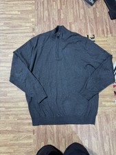 Jos A Bank Signature Collection Mens XL Pima Cotton Zip Sweater Charcoal Gray