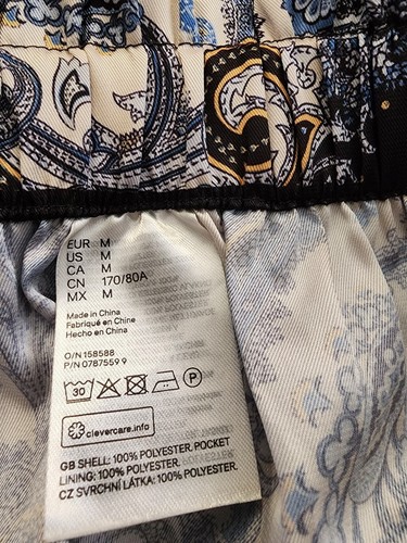 H&M Womens Blue Multi-color Paisley Print Sz M Elastic Waist Mini Skirt Pockets - Picture 7 of 7