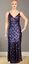 ELIZA J size 14 black sequined thin-strap full-length gown 100% nylon dry clean