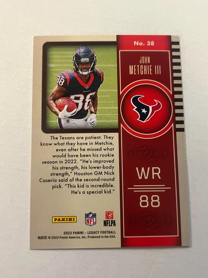 JOHN METCHIE III 2023 LEGACY ORANGE /199 TEXANS #38 - Image 2 of 2