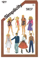 Simplicity 5807 Pattern Barbie Ken Fashion TEEN DOLL Wardrobe