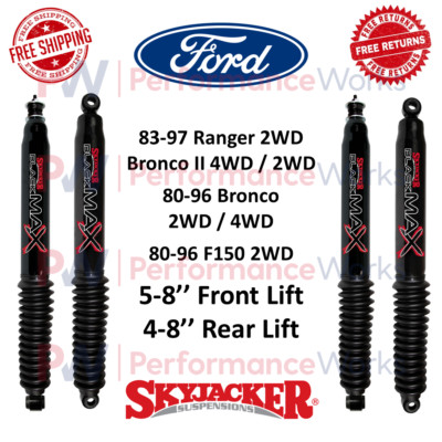 Skyjacker Black MAX Shock Set Front 5-8'' Rear 4-8'' For 80-96 Ford Bronco / F-150