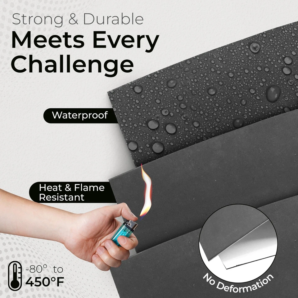 Hoja de goma de silicona negra 60A 1/16 x 9 x 12" material de junta con adhesivo PSA Foto 3 de 4