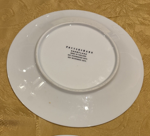 4 POTTERY BARN PORCELAIN “ SNOWFLAKE “ SALAD/DESSERT PLATES 8” THAILAND. - Picture 8 of 12