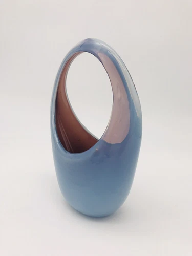 VINTAGE MURANO ITALIAN ART GLASS BLUE  PINK PASTEL BOWL BRIDAL BASKET ORIG LABEL