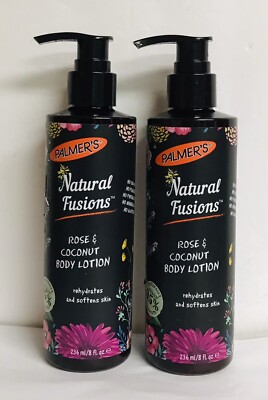 2 Bottles Natural Fusions ~ Rose & Coconut Hydrating  Body Lotion 8 fl oz Each