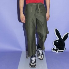 Vintage Y2K utility cropped cargo trousers in khaki green