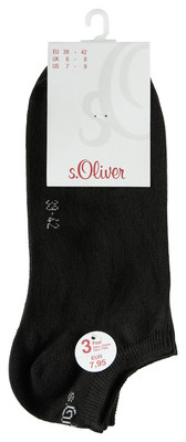 S.Oliver Sneakersocken 6er Pack - Schwarz, Größe 39-42, Baumwoll-Mix