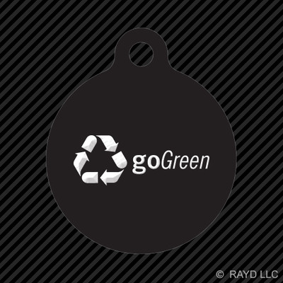 Go Green Recycle Keychain Round with Tab dog engraved many colors go green