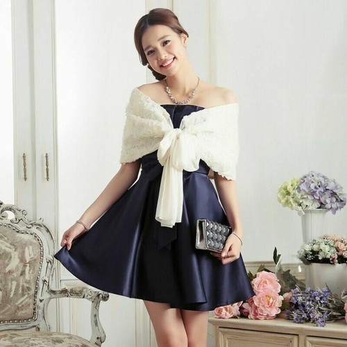 Lady Shrug Bolero Cape Wraps Shawl Stole Lace Chiffon Floral Rose Bridal Wedding - Picture 7 of 16