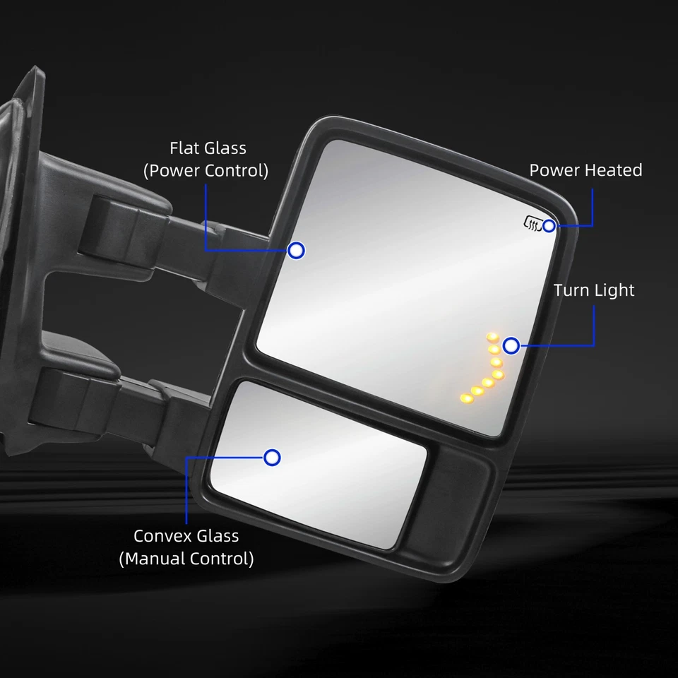 Espejos retrovisores de remolque cromados intermitente eléctricos térmicos para Ford F250/F350/F450/F550 2008-16 Foto 2 de 4