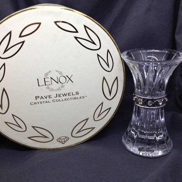 Lenox Diamonds Pearls Lead Crystal TRUMPET POSY VASE Pave Jewels