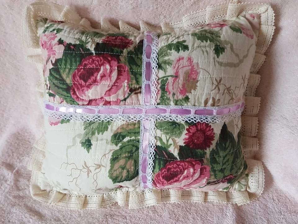 COUSSIN SHABBY CHIC ROSE DÉCOR FLORAL - Photo 1/4
