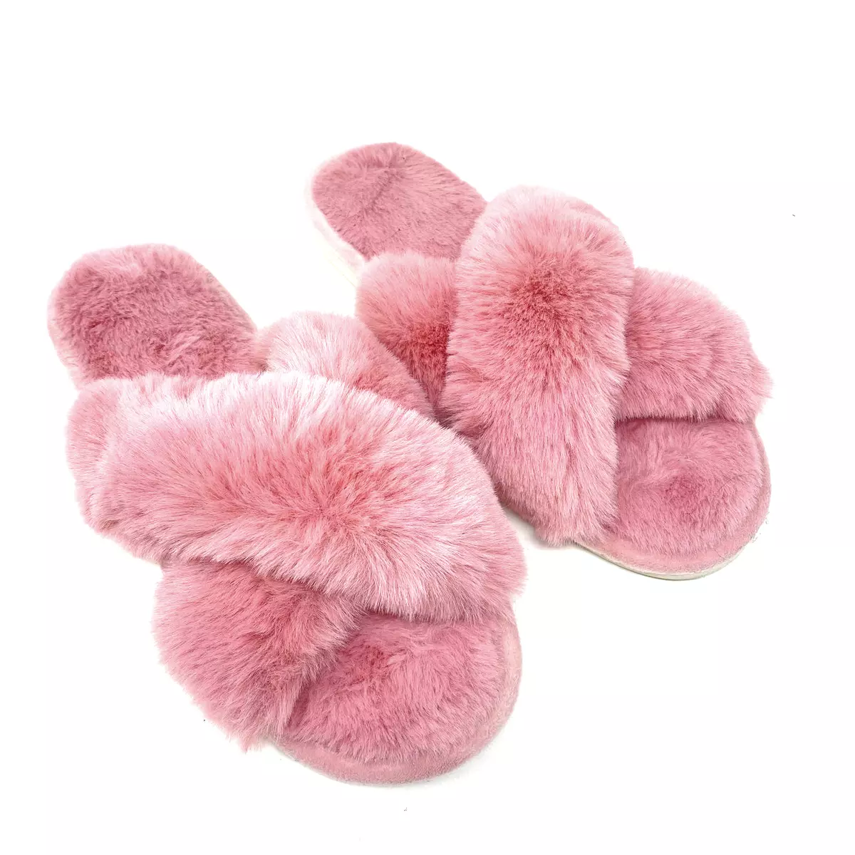 Fuzzy pink sale slippers