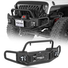 Fit 07-18 Jeep Wrangler Jkjku Steel Front Winch Bumper Mid Width Tube Bull Bar