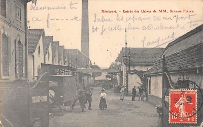 Old postcard 70 HERICOURT ENTRANCE DES USINES DE MM SCHWOB FRERES
