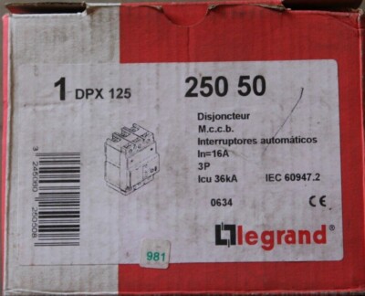 New NIB Legrand DPX 125 250 50 Circuit Breaker Switch