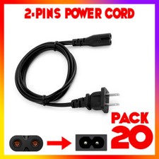 Lot of 20 pack AC 2 Prong 2 Pin Power Cord Ad...