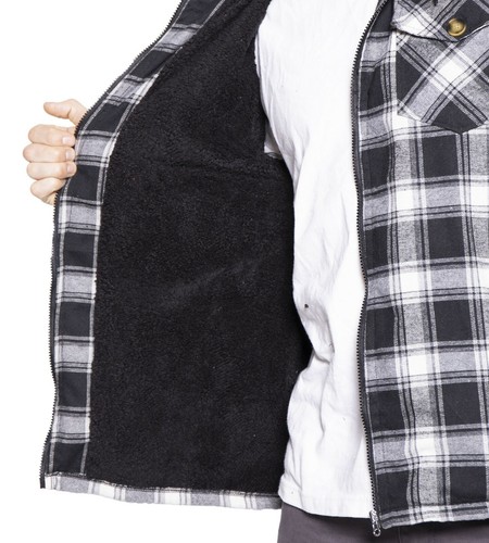 Chaqueta de franela con capucha pesada Sherpa polar a cuadros con capucha grande y alta para hombre - Imagen 72 de 72