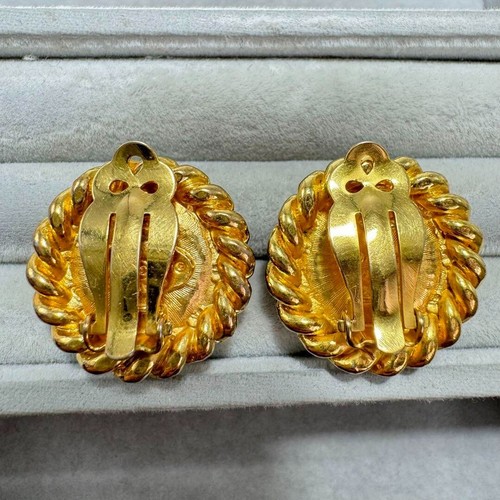 CHANEL earrings Gripore green gold stone vintage 0.9*0.9 inch - 第 6/13 張圖片