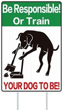 No Pooping Dog Sign - 8"x12" Please Clean Up After Your Dog Double Sided Yard