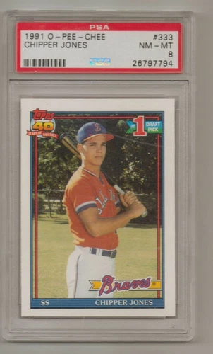 1991 O Pee Chee OPC CHIPPER JONES RC #333  PSA 8 NM-MT
