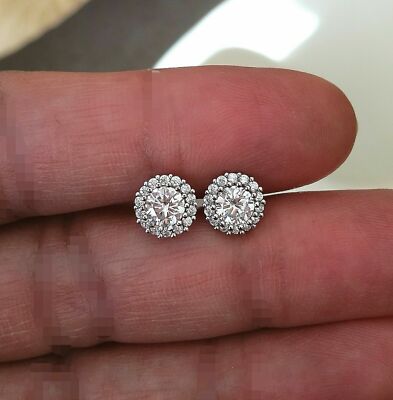 1Ct Diamond Stud Earrings 14k White Gold Plated Lab Created