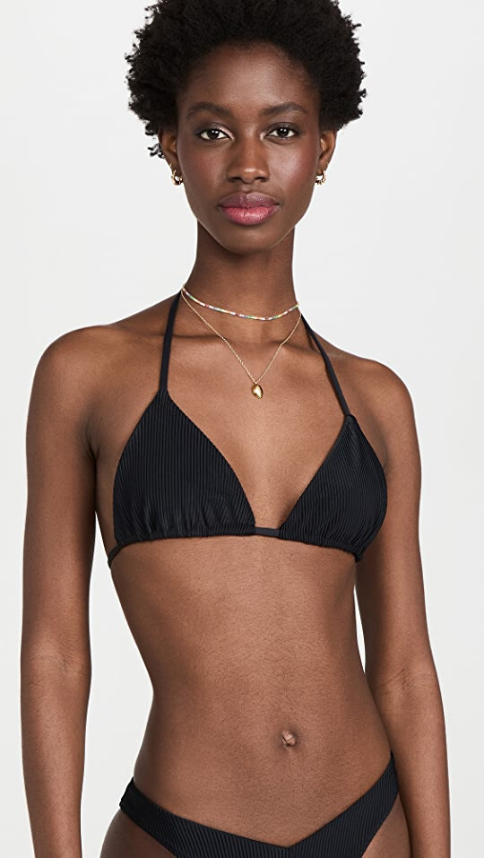 $169 Frankies Bikinis Black Tia Ribbed Cheeky Swimsuit Bikini Medium yau2824r