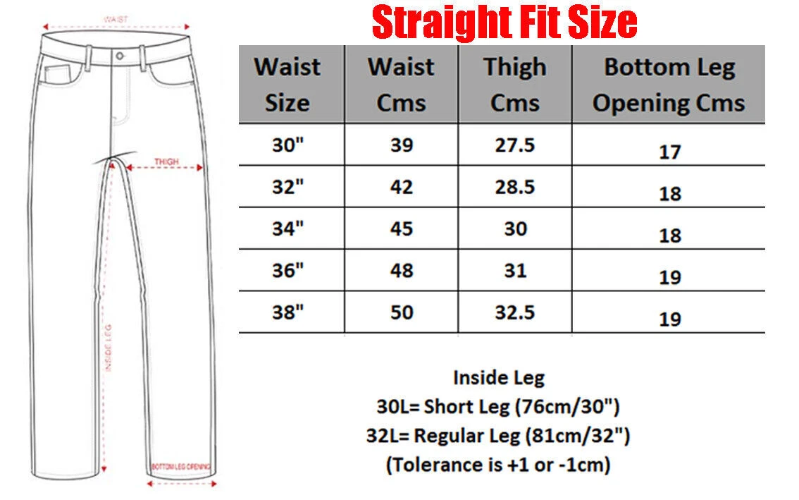 Mens Jeans Denim Straight Regular Leg Fit Pants All Stretch Sizes Black