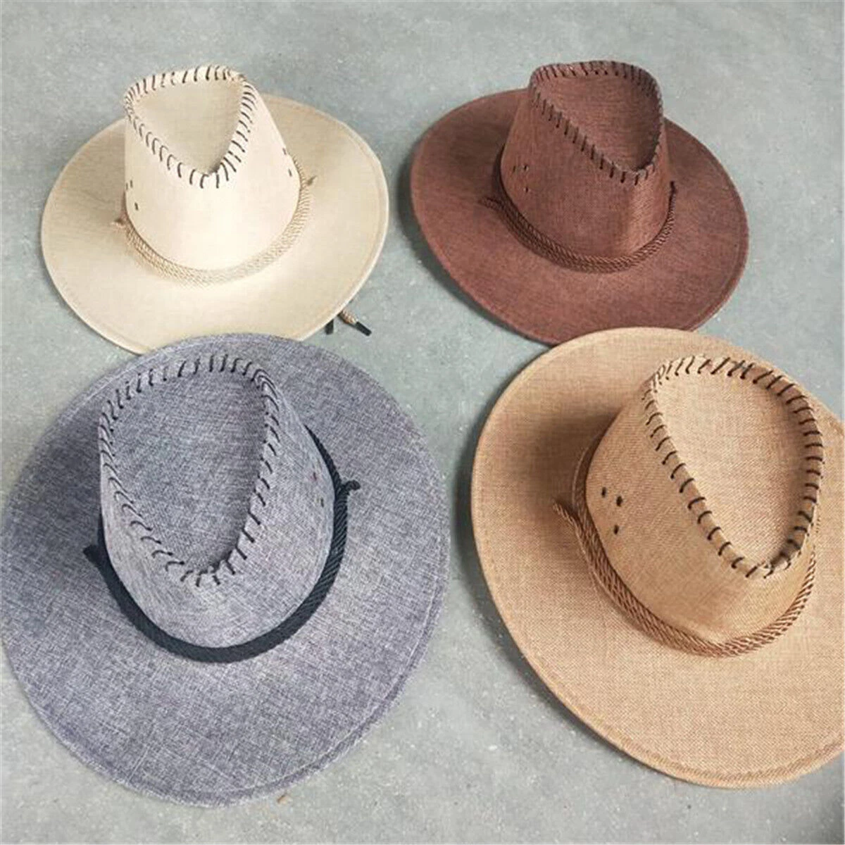 Summer Men Bucket Cap Cowboy Hat Wide Brim Linen Mesh Fishing Beach Sun
Opens in a new window or tab