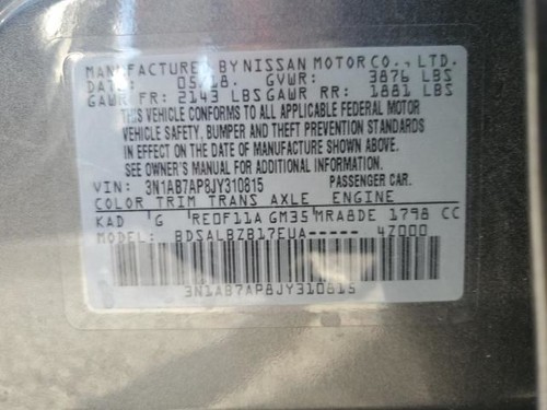 13 14 15 16 17 18 19 20 NISSAN SENTRA REAR VIEW MIRROR OEM 96321-2Y900 - Picture 15 of 15