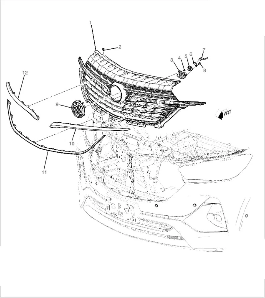 Buick Encore GX Nuevo OEM Rejilla Frontal Summit Blanco sin Cámara con Inserto Rojo Foto 4 de 4