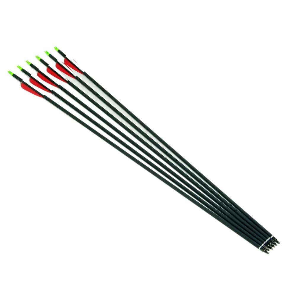 6Pcs 30" Carbon Arrows Target OD 7.8mm Archery Spine 500 Arrow Hunting Practice - Image 3 of 4