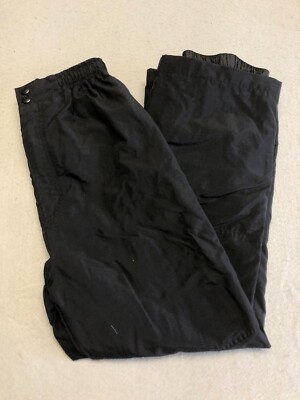 HEAD Snow Pants Kids Boy's Medium Solid Black Elastic Waist Lined Nylon Ski