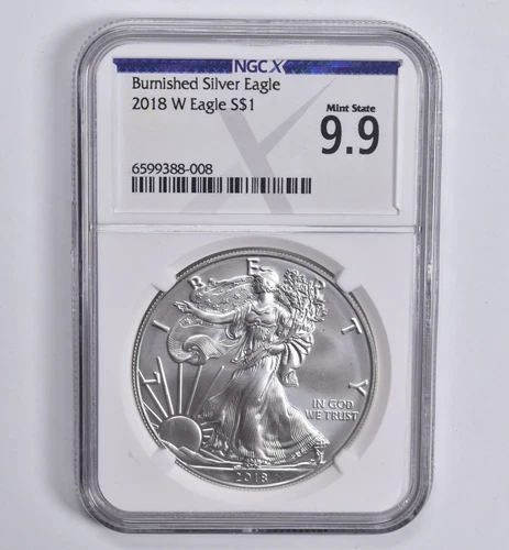 Mint State 9.9 2018-W Burnished Silver Eagle NGC X NGCX ALMOST PERFECT