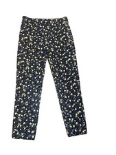 Mango Suit Floral Black And Yellow Slim Dress Pants SIZE 6 NWT
