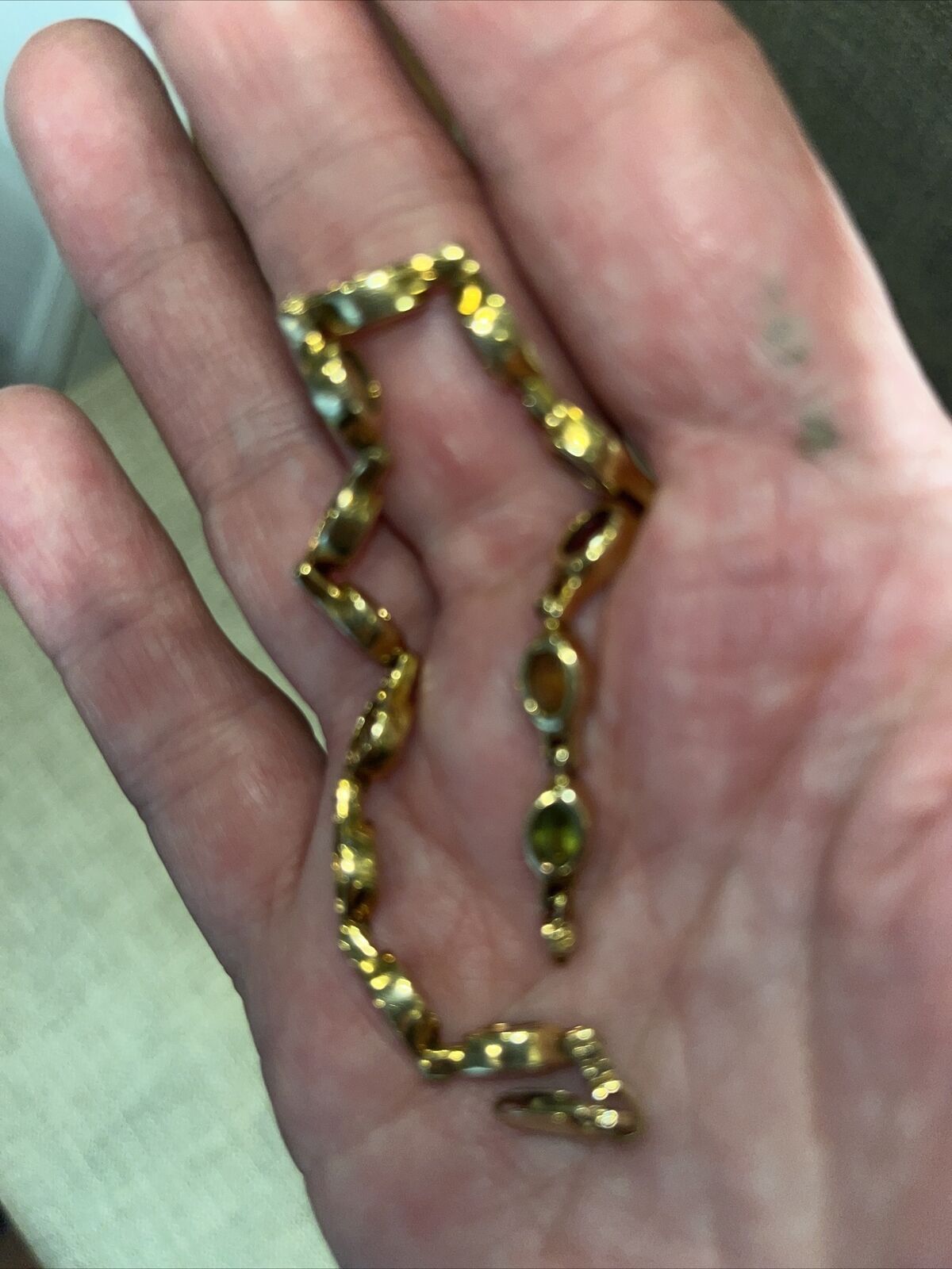 Gemstone And Genuine 14 Kt Gold Line Bracelet 7” … - image 4