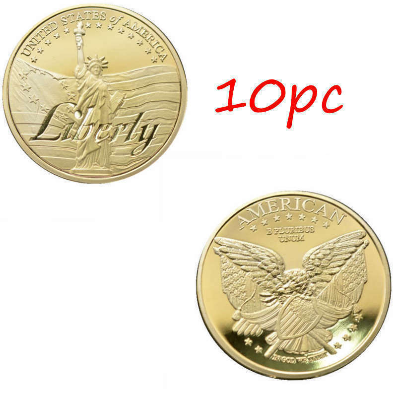 10pc American Statue of Liberty Eagle Coin Gold Plated Commemorative Collection