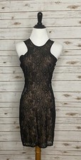 Lovers + Friends black whimsigoth lace nude illusion bodycon dress Size Small