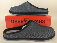 Deer Stags Wherever Slippers Men 10 M Black Tweed Indoor Outdoor Shoes NWB