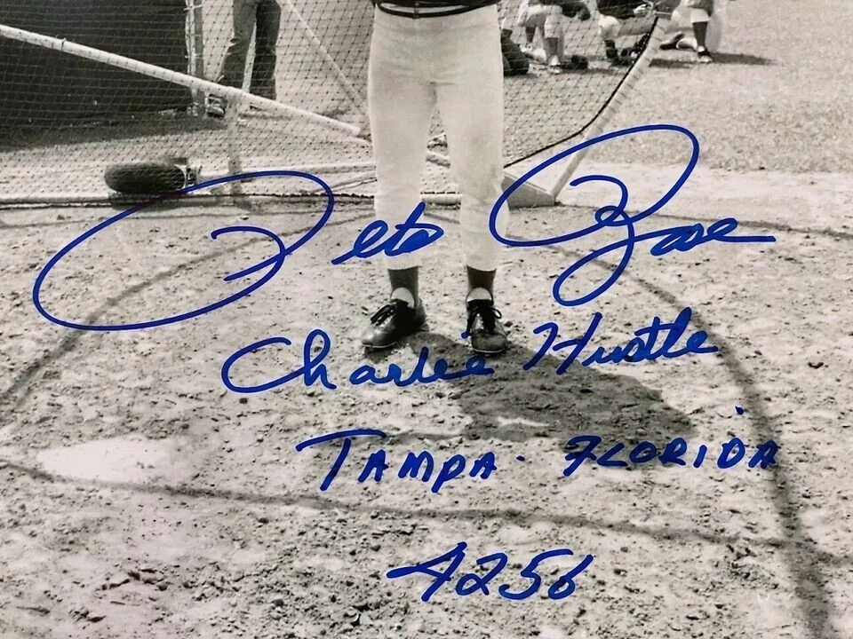 Rare Pete Rose Reds Auto Signed 8x10 Photo CHARLIE HUSTLE TAMPA FL 4256 - Image 2 of 2