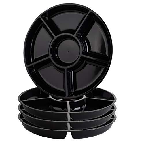 6 Sectional Round Plastic Serving Tray/platter 4 Black - Picture 1 of 7