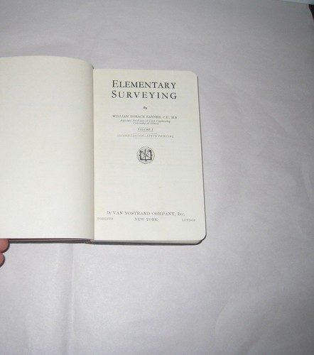 Elementary Surveying William Horace Rayner Vol 1 Nostrand 2nd Ed, 9th Ptg 1949 - Imagen 2 de 7