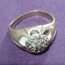 Silver Cluster Setting Band Ring with Round W...