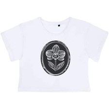 "Orchidee Blume im ovalen Rahmen" Damen Baumwolle Crop Tops (CO050475)