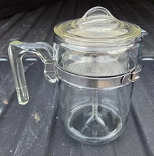Vintage Pyrex #7826 Flameware Percolator/Coffee Pot 6 Cup FIN Lid Complete