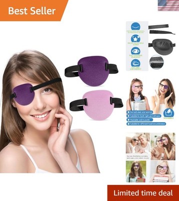 Soft 2-Piece 3D Eye Patch Set - Ideal for Sensitive Eyes, Pink & Purple