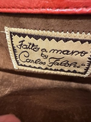 Vintage Fatto a Mano by Carlos Falchi red leather clutch with gold-tone chain